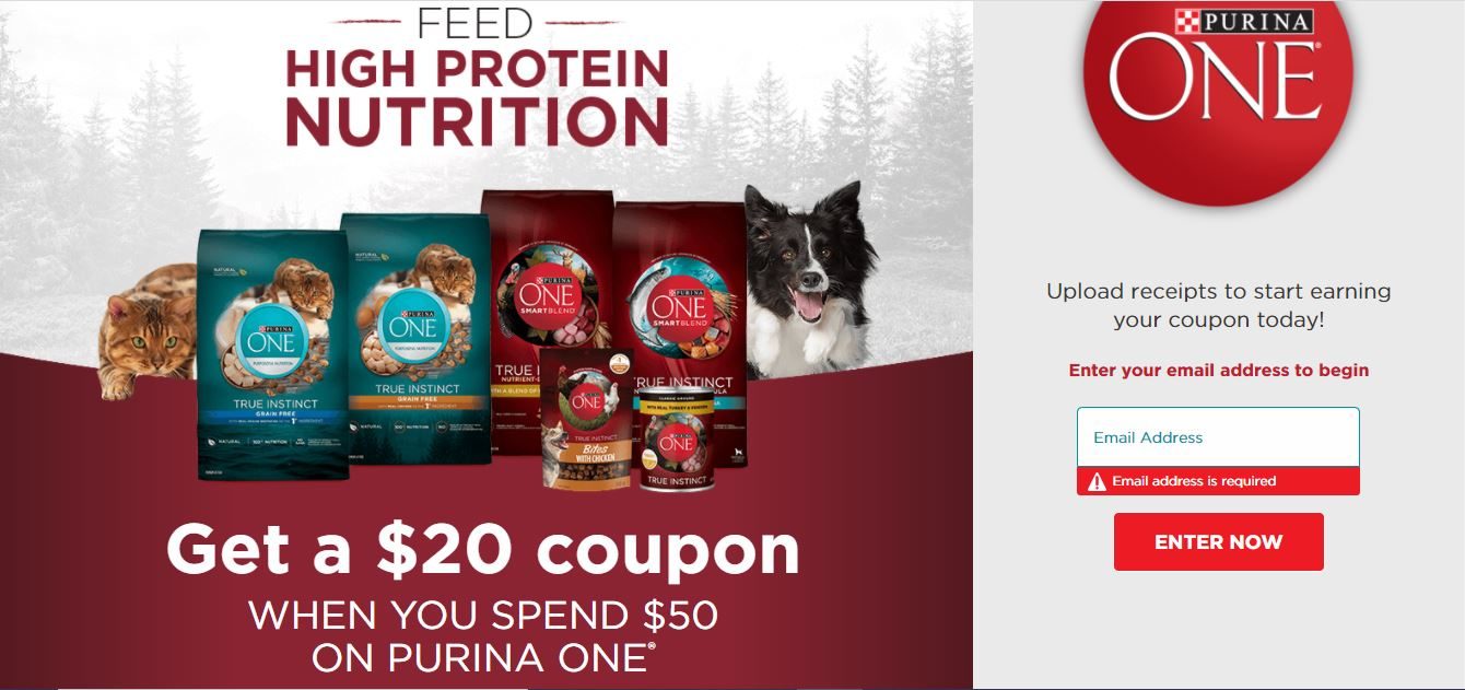 Get a 20 coupon When You Spend 50 on PURINA ONE®