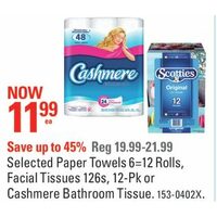 Paper Towels, Facial Tissues Or Cashmere Bathroom Tissue