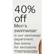 40% Off Men's Swimwear