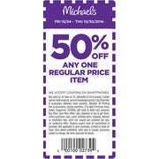 50% Off Any One Regular Priced Item - With Coupon