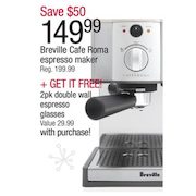 Breville Cafe Roma Espresso Maker - $149.99 ($50.00 Off)