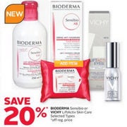 20% Off Bioderma Sensibio or Vichy LiftActiv Skin Care