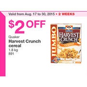 Quaker Harvest Crunch Cereal - $2.00 Off