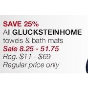 All GlucksteinHome Towels & Bath Mats - From $8.25 (25% off)