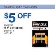 Duracell 9 V Batteries - $5.00 off