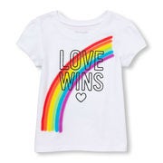 Toddler Girls Short Sleeve Glitter 'love Wins' Rainbow Graphic Tee - $4.99 ($5.96 Off)