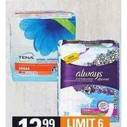 Always Discreet or Tena Incontinence Underwear or Pads - $13.99
