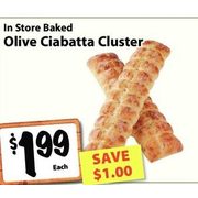 Olive Ciabatta Cluster - $1.99 ($1.00 off)