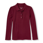 Girls Uniform Long Sleeve Ruffle Placket Pique Polo - $3.99 ($15.96 Off)