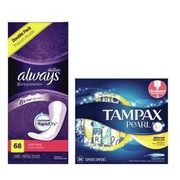 Always Pads, Liners or Tampax Tampons - $8.99/pkg