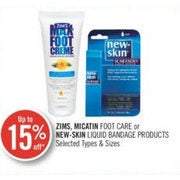 Zims, Micatin Foot Care Or New-Skin Liquid Bandage Products - Upto 15% off