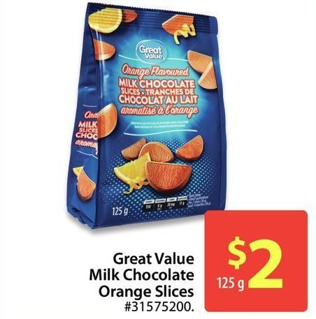 Great Value Milk Chocolate Orange Flavoured Slices, 125 g 