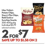 Miss Vickie's Potato Chips, Stacy's Pita Chips, Rold Gold Or Sunchips Snacks  - 2/$7.00 (Up to $1.38 off)