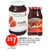 Smucker's, PC Pure Or Blue Men Twice The Fruit Jam - 2/$7.00