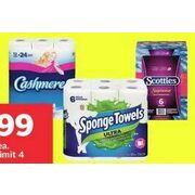 Cashmere Bathroom Tissue or Triple Ultra Luxe, Spongetowls Paper Towels or Scotties Facial Tissues - $4.99