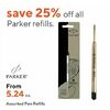 Parker Pen Refills - From $5.24 (25% off)