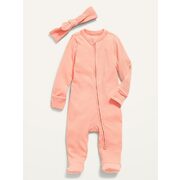 Unisex Sleep & Play 2-Way-Zip Footed One-Piece & Headband Layette Set For Baby - $16.00 ($4.00 Off)