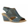 Dalia Blue Perforated Nubuck Wedge Sandal By Earth - $99.99 ($60.01 Off)